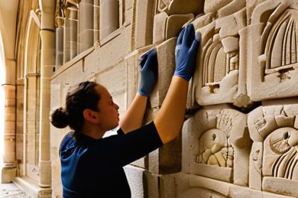 Volunteer team performing Heritage stonework restoration volunteering